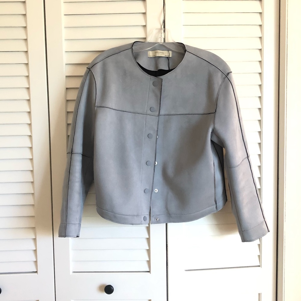 Suede Zara blazer / button up - light blue